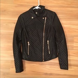 Faux quilted leather jacket